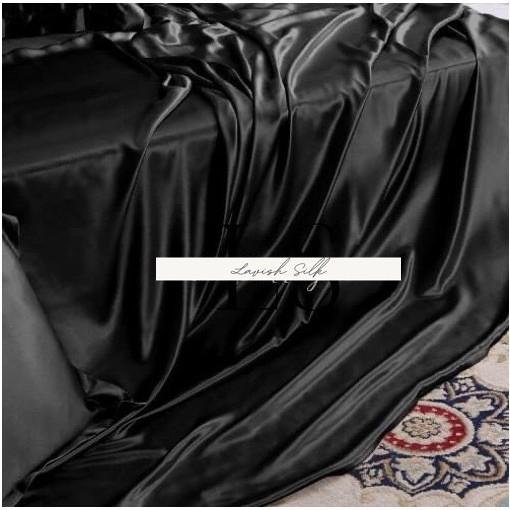 Bộ Vỏ Chăn Phi Lụa Lavish Silk Cao Cấp Mát Lạnh Hàng Loại 1 Không Nối Vải - Đen