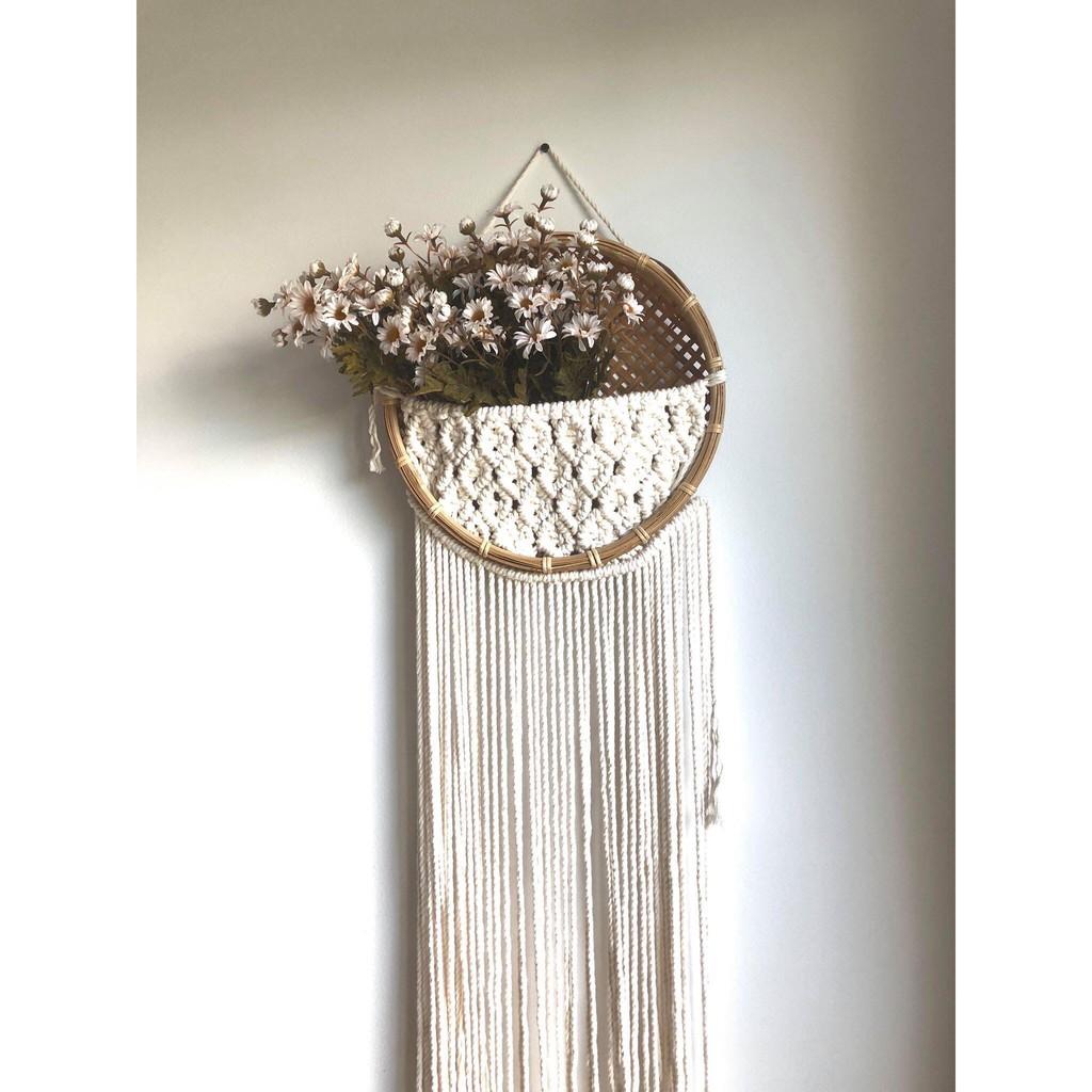 Giỏ trang trí treo tường - Giỏ trang trí đan tay thủ công chất liệu Macrame - Đủ màu