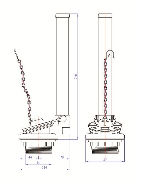 Cụm xả gạt dùng cho thùng nước bồn cầu hai khối -FV01