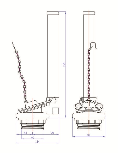 Cụm xả gạt dùng cho thùng nước(két nước) bồn cầu hai khối -FV01