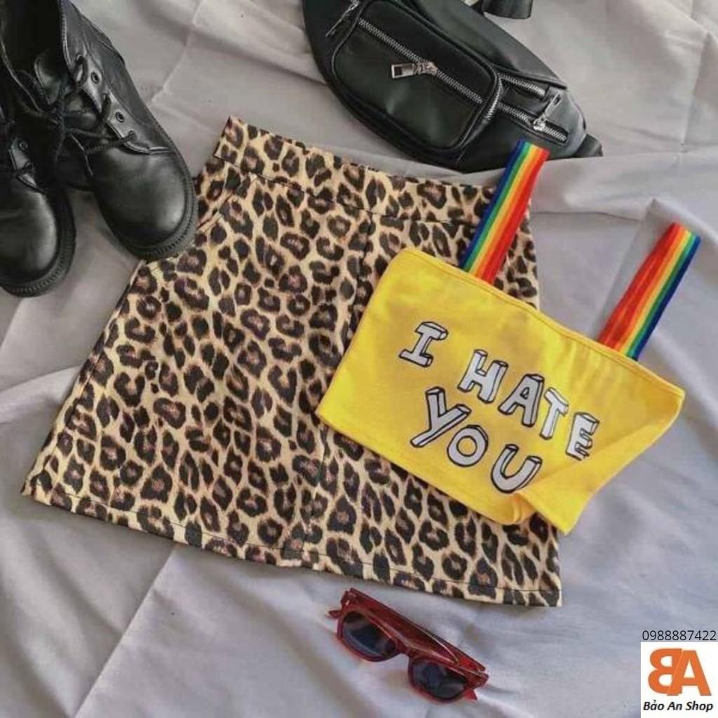 Áo 2 dây cầu vòng from croptop in chữ