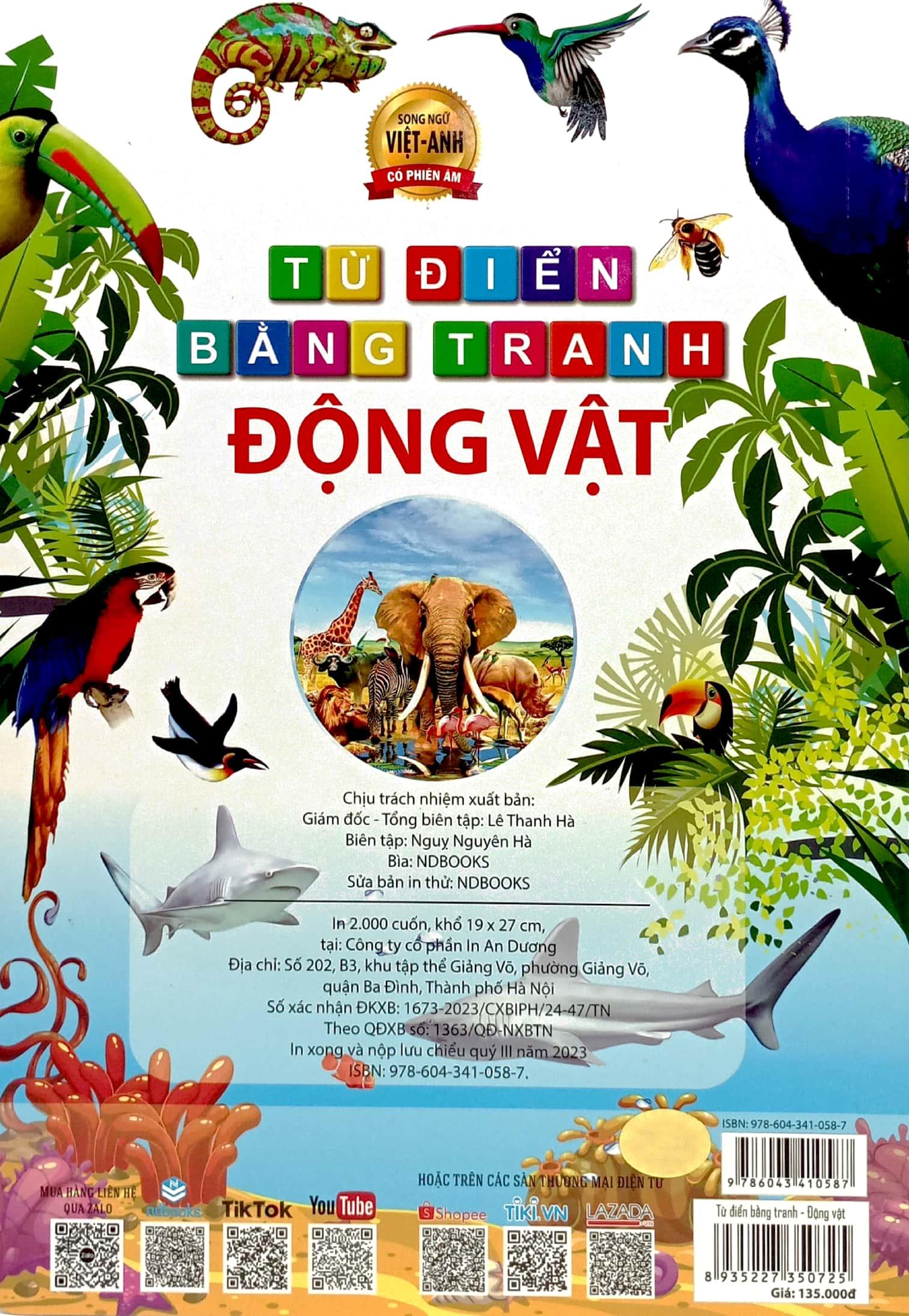 Từ Điển Bằng Tranh Động Vật - Song Ngữ Việt - Anh - Bìa Cứng