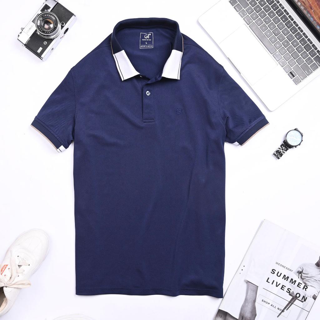 Áo polo nam cổ bẻ ngắn tay thể thao thời trang cao cấp cá sấu poly trơn xanh navy GIFASHION MPC30310