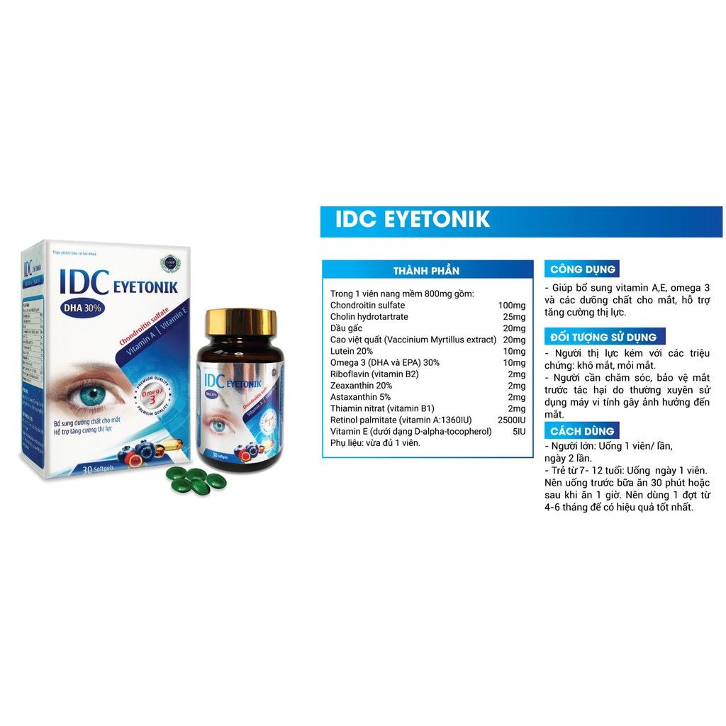 Viên Uống Dầu IDC Cá Bổ Não, Sáng Mắt, Tăng Miễn Dịch Omega 3 hỗ trợ tăng cường miễn dịch, bổ xương khớp, mắt và thần kinh nuôi dưỡng làn da căng mịn, ẩm mượt