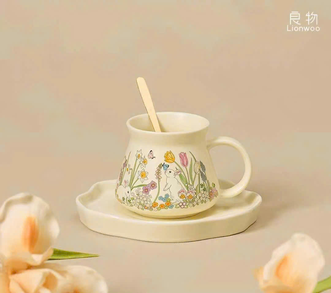 BỘ ẤM TRÀ SỨ Bunny & Flower VINTAGE CAO CẤP Hàng chính hãng