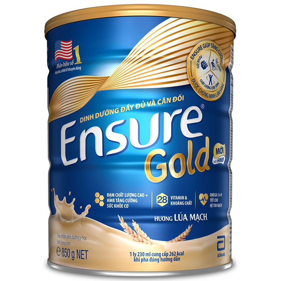 Thực phẩm dinh dưỡng y học: Ensure Gold hương Lúa mạch 850g