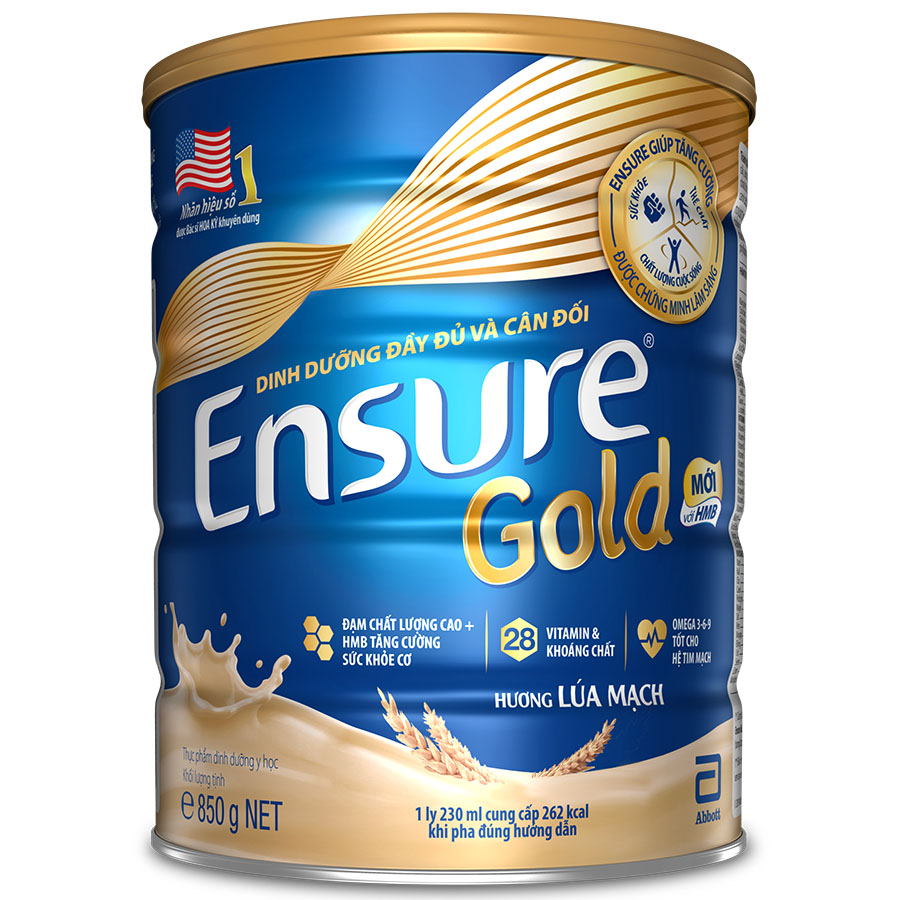 Sữa Bột Abbott Ensure Gold Lúa Mạch 850g