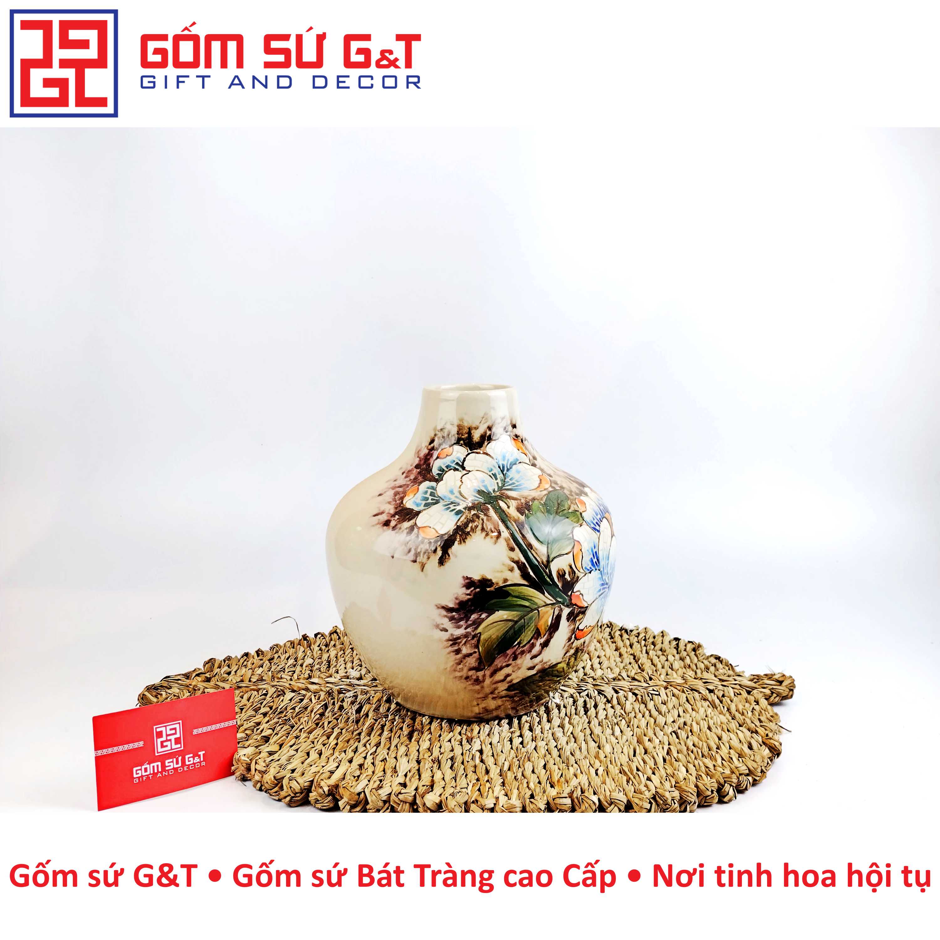 Lọ hoa dáng tỏi cụt bạch liên Gốm Sứ G&amp;T