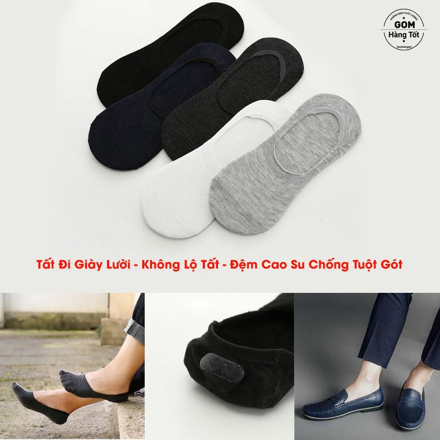 Tất Lười Nam, Tất Nam mang Giày Lười vải cotton mềm mại thoáng mát, Có đệm cao su chống trượt gót chân - GOMTAT-LUOI02