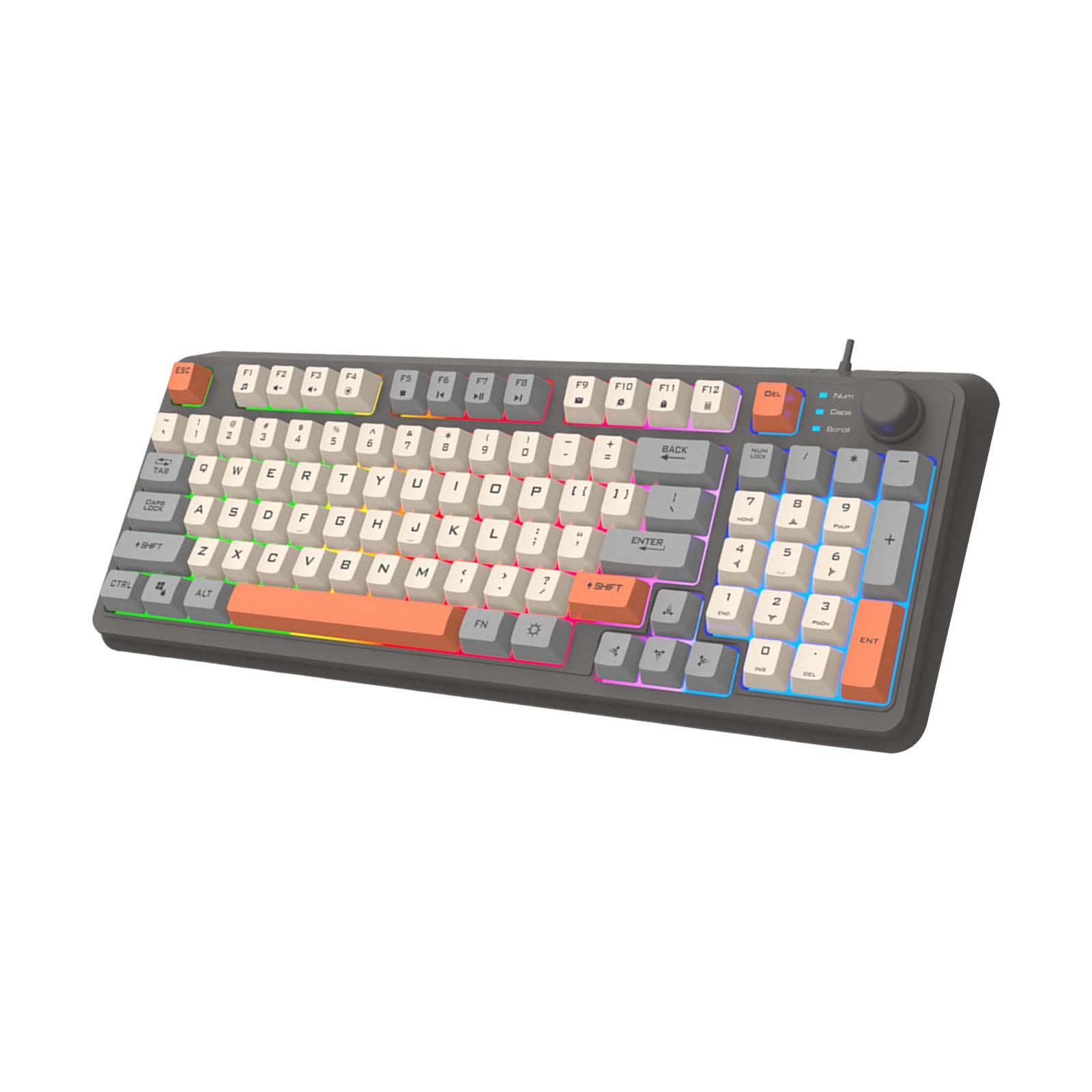 RGB Gaming Keyboard 94 Keys Compact USB Wired Keyboard for Windows PC Gamers