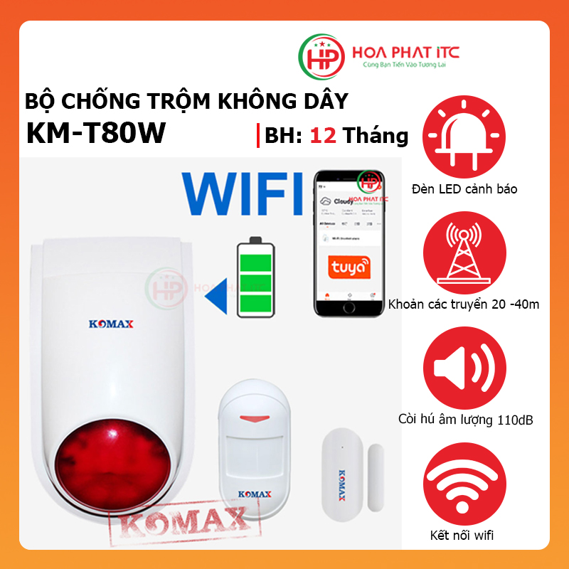 Bộ chống trộm không dây kết nối wifi Komax KM-T80W