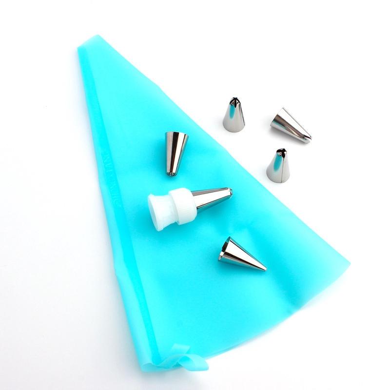 Bộ 6 đui bắt kem bằng thép không gỉ kèm chốt giữ và túi bắt silicon
