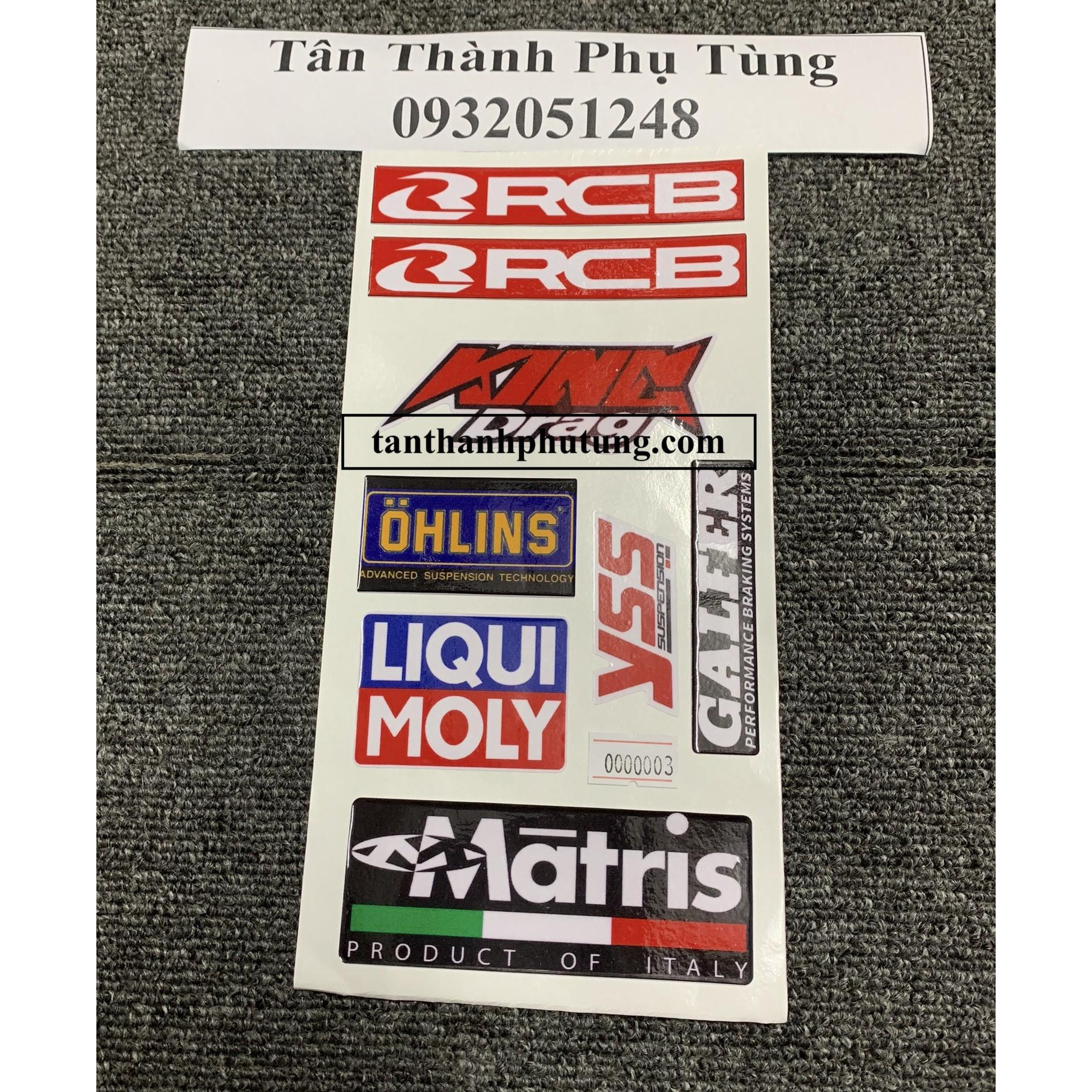 Tem Sticker Decal trang trí dành cho các loại xe :RCB , Nitron, Durex, Matris, Ohlins....MS00003