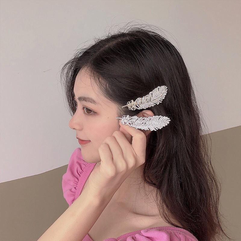 Set 3 Kẹp Tóc Đính Đá Lá Kéo Lược Hàn Quốc Cao Cấp