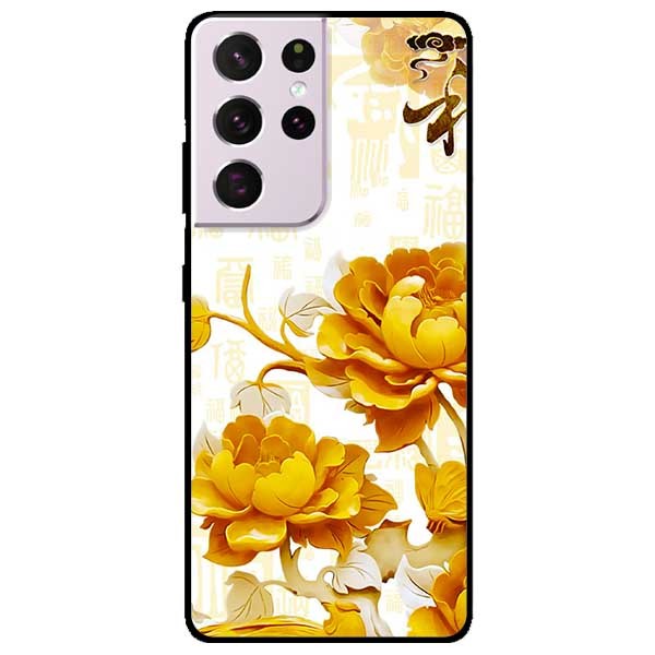 Ốp lưng dành cho Samsung Galaxy S21 Ultra mẫu Mẫu Đơn Vàng
