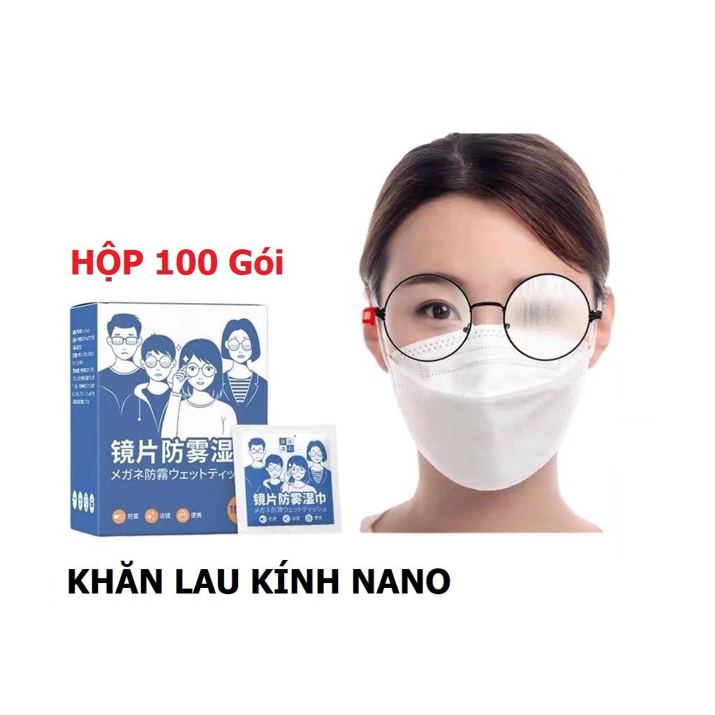 Hộp 100 Miếng Khăn Ướt Lau Kính Công Nghệ Nano, Khăn Lau Kính Chống Hơi Nước, Chống Bám Bụi Bẩn, Vân Tay. Kingler 7227