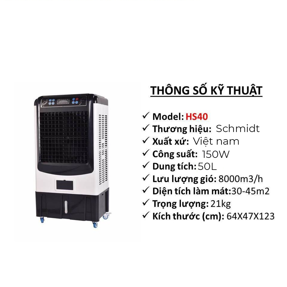 Quạt Điều Hòa Hơi Nước HS40 ( Điện Tử) Dụng Tích 50L , Máy Làm Mát Hơi Nước , May Hoi Nuoc, Có Điều Khiển Từ Xa, Độ Ồn Thấp Nhiều Chế Độ Gió Thoáng, Thanh Lọc Không Khí Ứng Dụng Lĩnh Vực Đời Sống