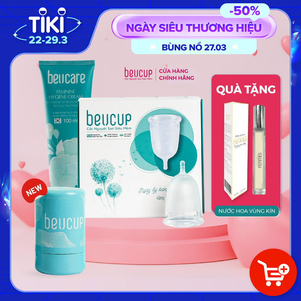 Cốc Nguyệt San BeU Cup và DDVS BeU Care, đạt chuẩn FDA &amp; 100% silicone nhập khẩu Đức (Wacker)