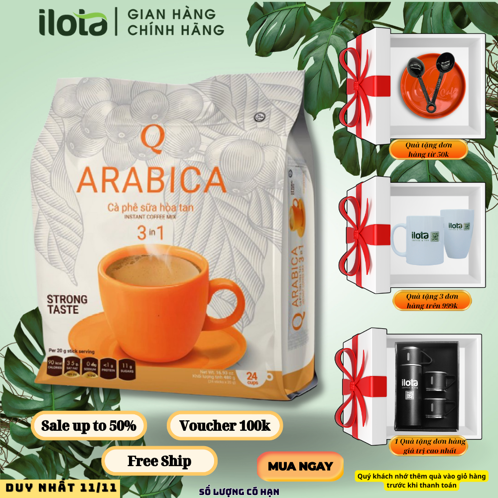 Cà phê Hòa tan 3in1 Arabica cafe sữa uống liền ca phe Trần Quang Việt Nam Coffee
