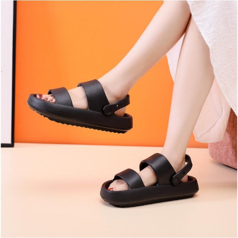 Dép nữ, nam Sandal bánh mì đế cao 2 màu đen trắng size kép 36-43