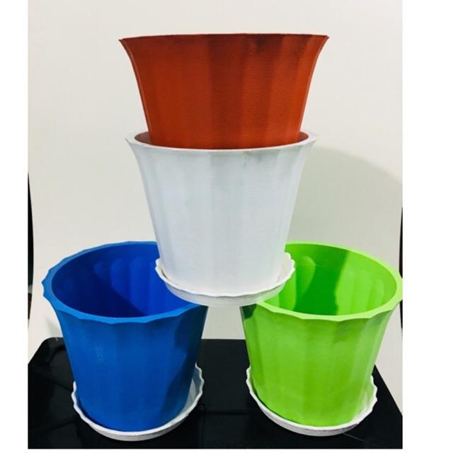 Combo Bộ Chậu Khía Để Bàn + Tặng Luôn Đĩa Lót