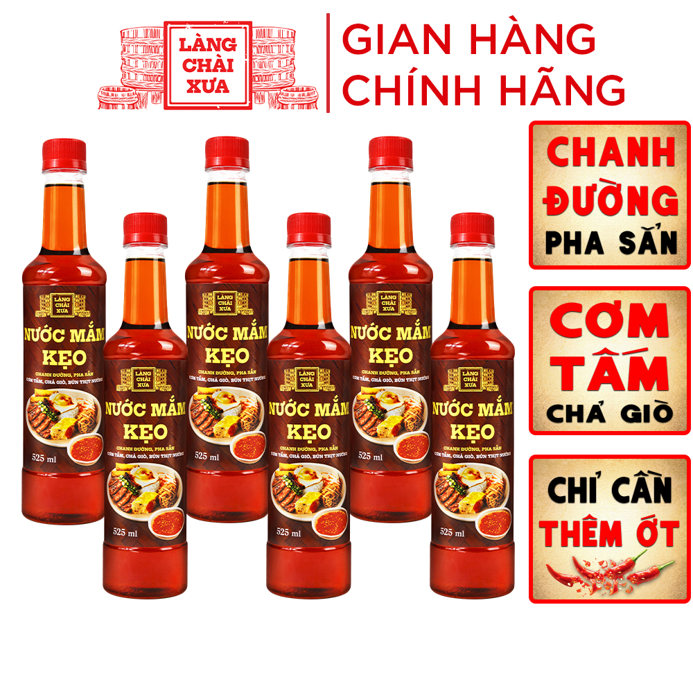 [Thùng 6 chai] Nước mắm kẹo Làng Chài Xưa 525ml/chai chanh đường pha sẵn, dùng ngay với cơm tấm, chả giò, bún thịt nướng, chỉ cần thêm ớt