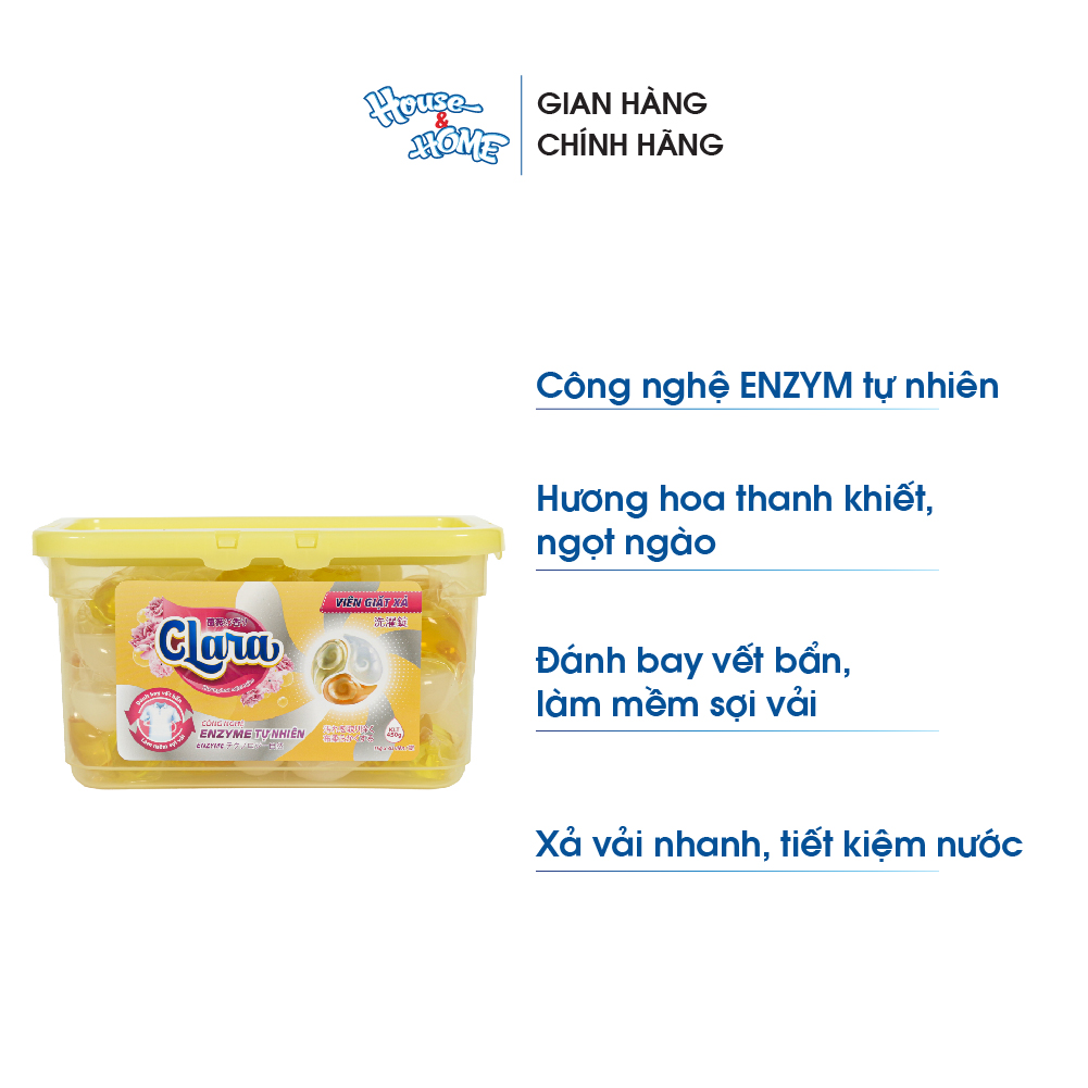 Viên giặt xả Clara hương hoa ngọt ngào Hộp 30 viên