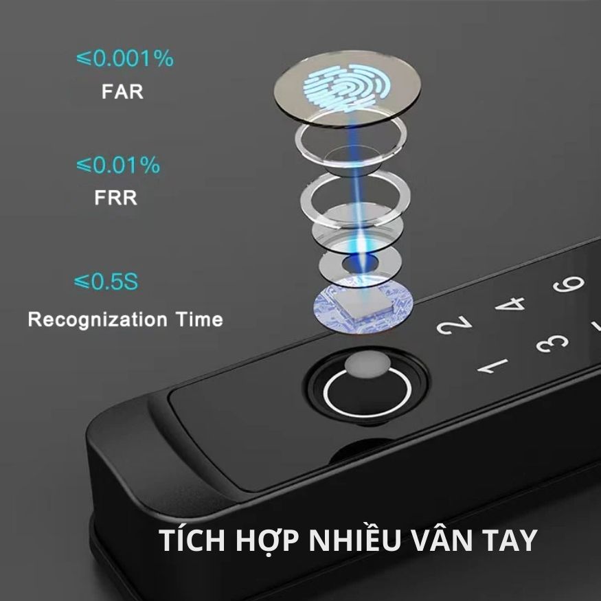 Khóa Thông Minh Kachi MK42 - Chuyên Dụng Cửa Nhôm Xingfa, Cửa Kính | Mở Khóa Qua App Tuya, Vân Tay, Thẻ Từ | Chống Nước IP65 - hàng chính hãng