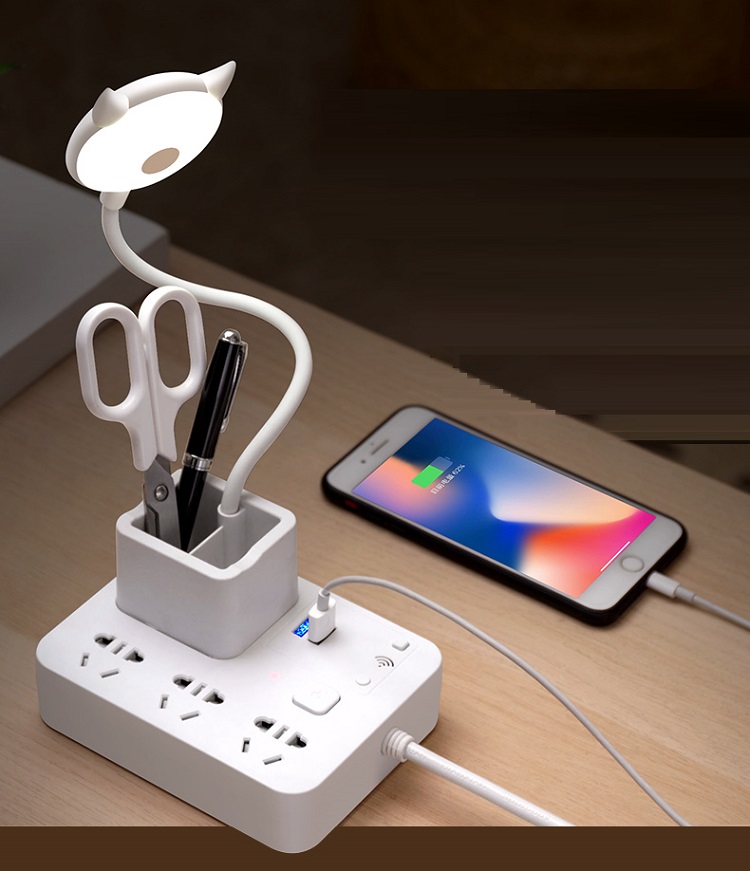 Ổ Cắm Thông Minh Tích Hợp Đèn Học Và Hộp Bút Có Điều Khiển Từ Xa T.3 Siêu Tiện Lợi