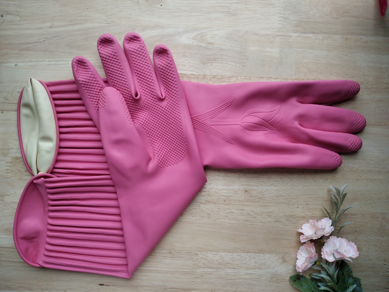 Găng tay cao su dùng trong gia dụng size L dài tới nửa cánh tay