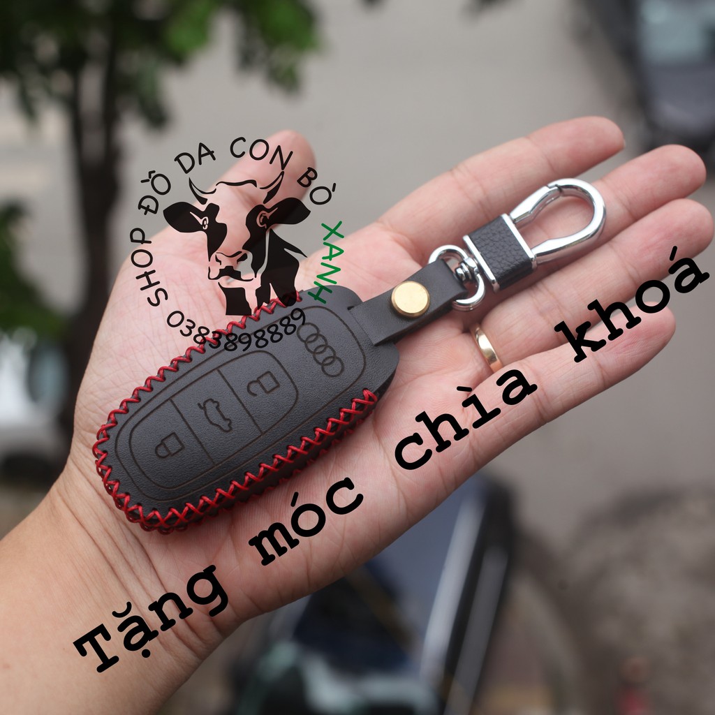 Bao da chìa khoá Audi A3, A4, A5, A6, A7, A8, A4L, A6L, Q5, Q7 handmade da thật 005