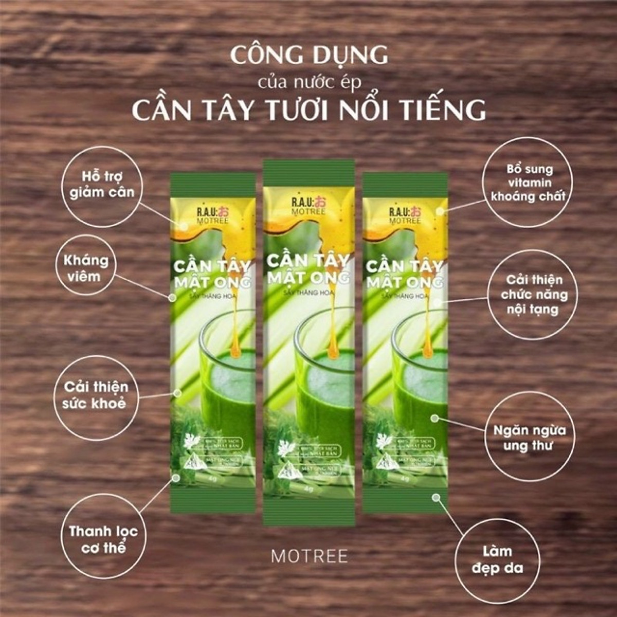 2 Hộp Cần Tây Mật Ong Motree (14 gói) Giúp Giảm Cân, Hết Mụn, Sáng Da, Đẹp Dáng, Đào Thải Mỡ Thừa, Thanh Lọc Cơ Thể