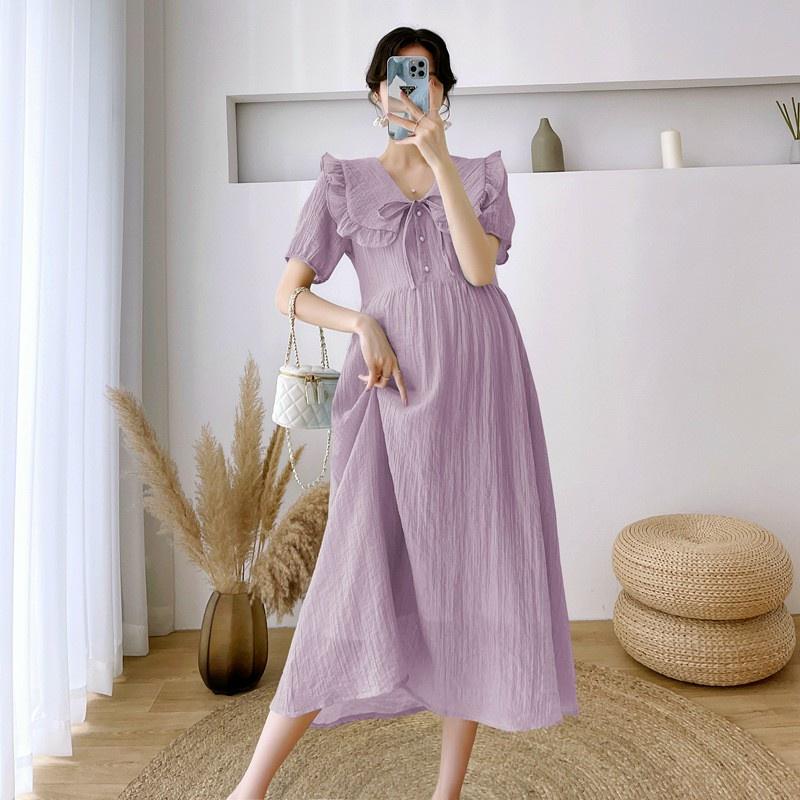 Váy bầu thời trang thiết kế chất voan hai lớp freesize từ 45 đến 70kg