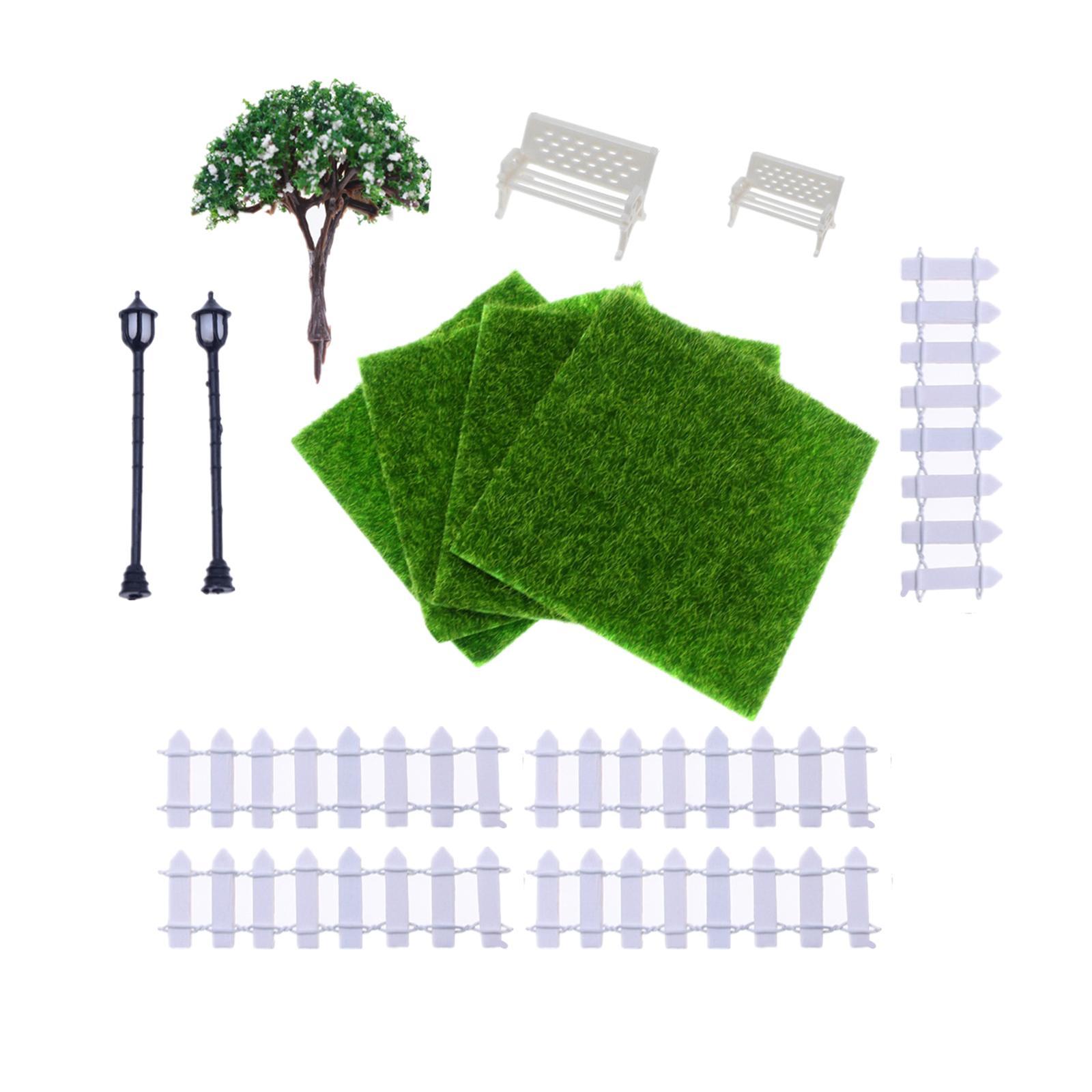 1/12 Miniature Fairy Garden Ornaments Miniature Scene Model Toy Mini Artificial Grass Dollhouse Decoration Accessories for Garden Yard Decor