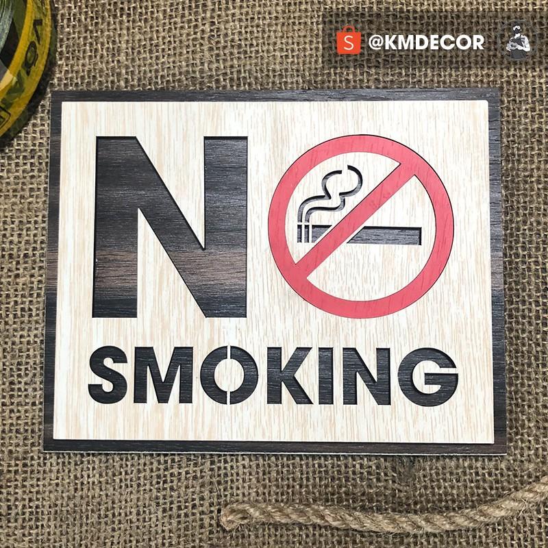 Bảng gỗ no smoking bằng gỗ có sẵn keo hai mặt dán tường