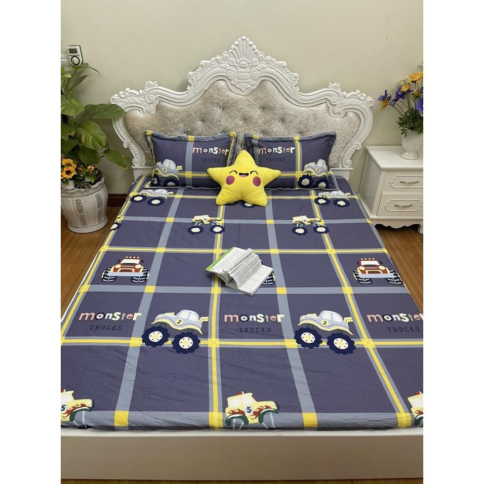 Bộ ga chun trơn và 2 vỏ gối 100% cotton hàn các kích thước