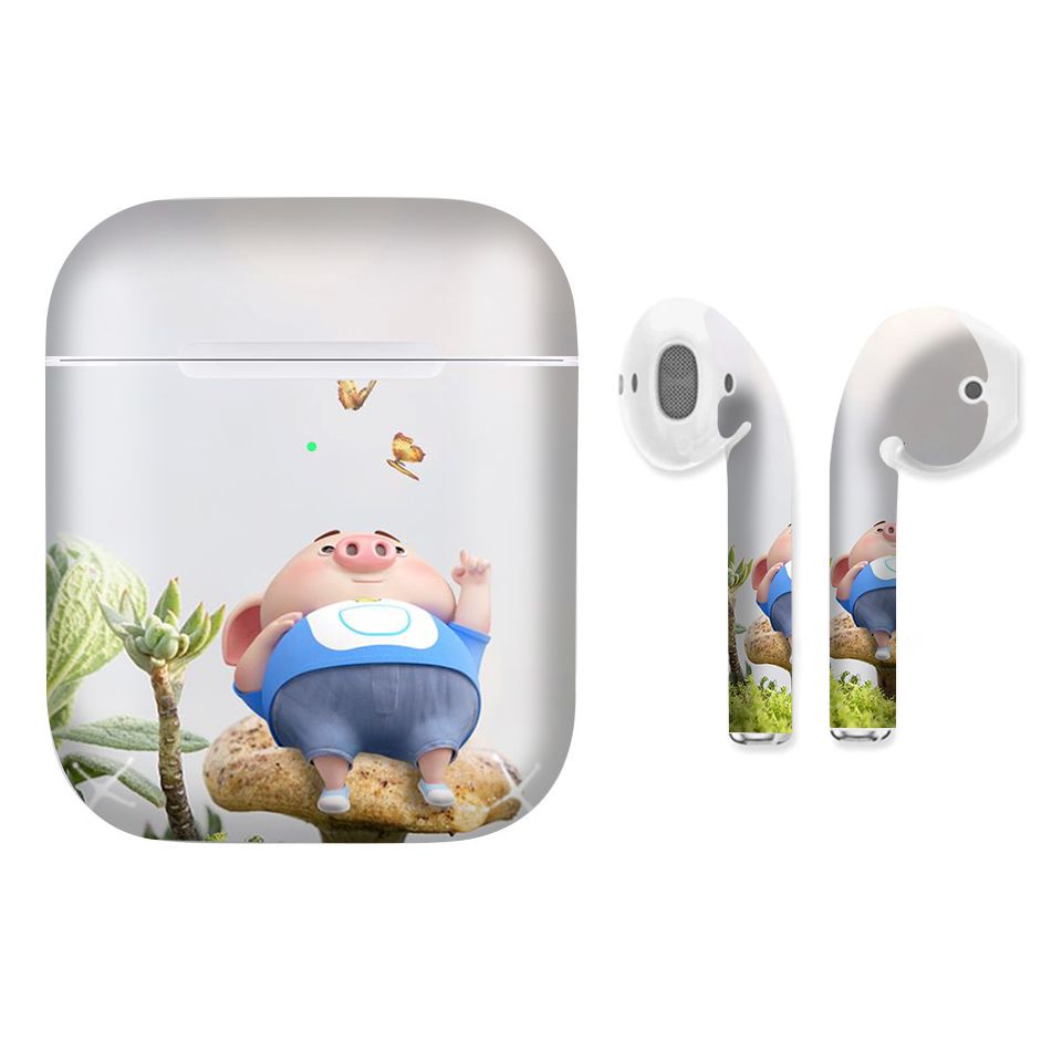 Miếng dán skin chống bẩn cho tai nghe AirPods in hình Heo con dễ thương - HEO2k19 - 050 (bản không dây 1 và 2)