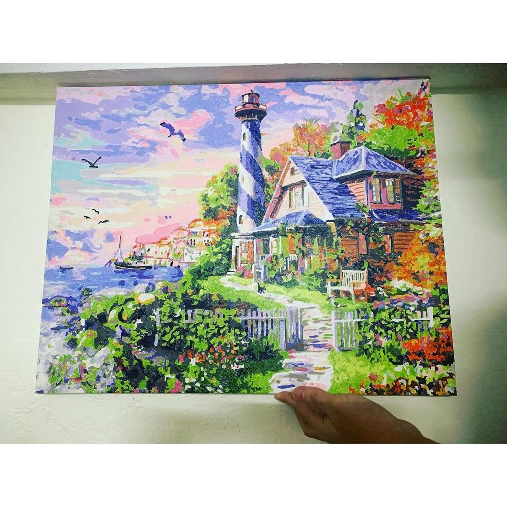 Tranh sơn dầu số hóa PC4031 size 40x50cm đã căng khung và đầy đủ phụ kiện loại khung dày 2.5cm