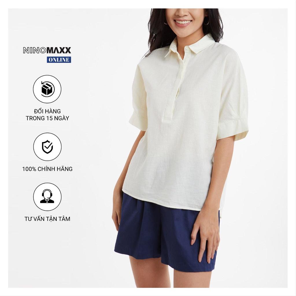 Áo Sơ Mi Nữ Ninomaxx Tay Ngắn 100% Cotton mã 1912096