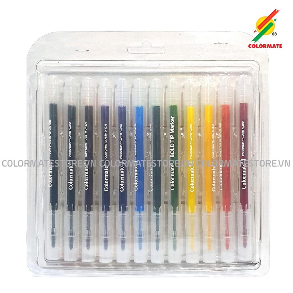 Bút lông màu Colormate, bút màu Bold Tip Marker bộ 12 màu - COLORMATE