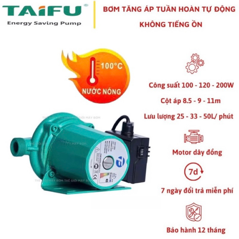 Bơm tăng áp tuần hoàn tự động 100W, 120W, 200W không tiếng ồn TAIFU - Bảo hành 1 năm