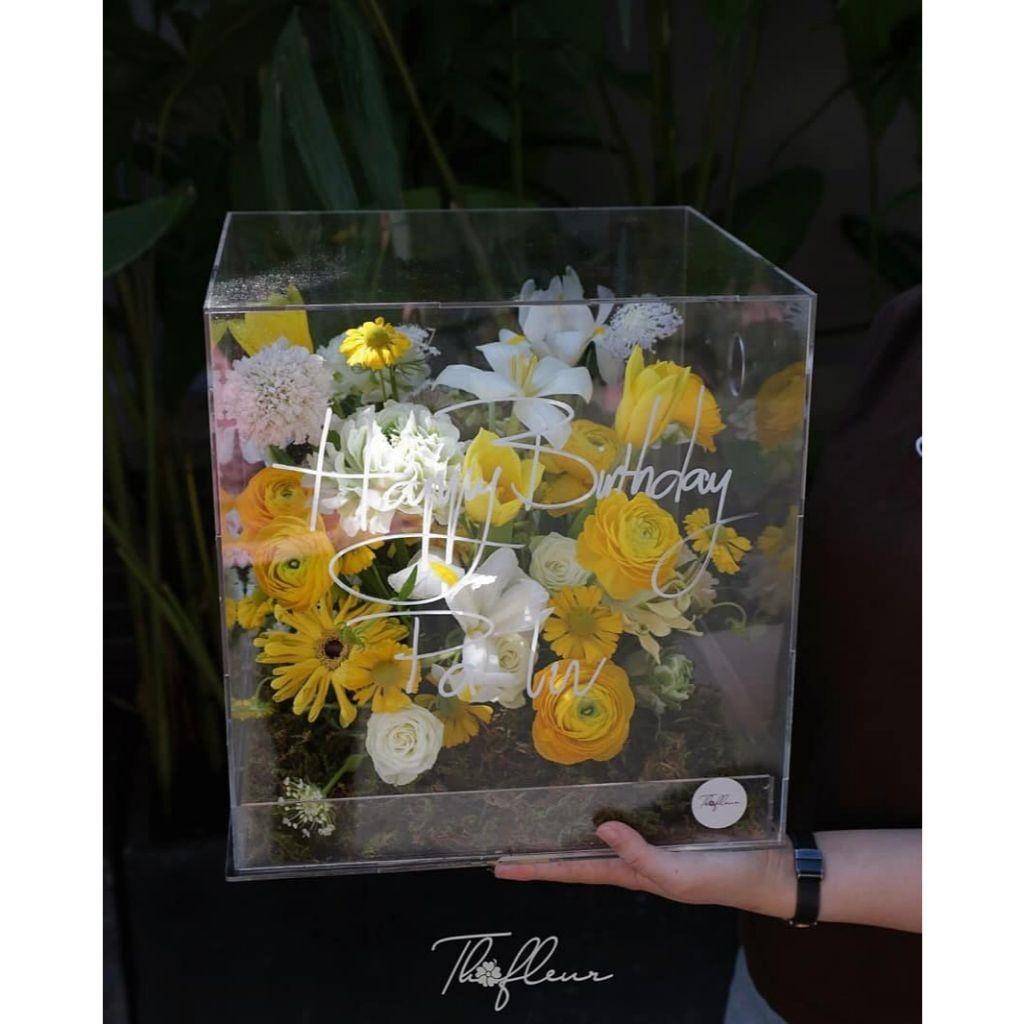 Acrylic Hộp Cắm Hoa Mica - Hộp Hoa Mica Vuông - Hộp Hoa Mica
