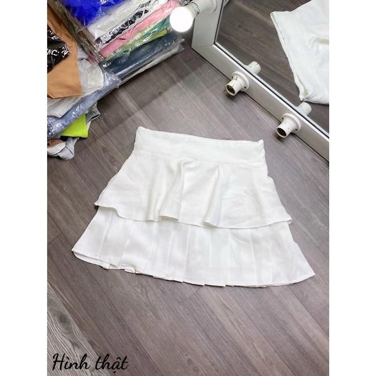 Chân váy xếp ly 2 tầng có may kèm quần trong