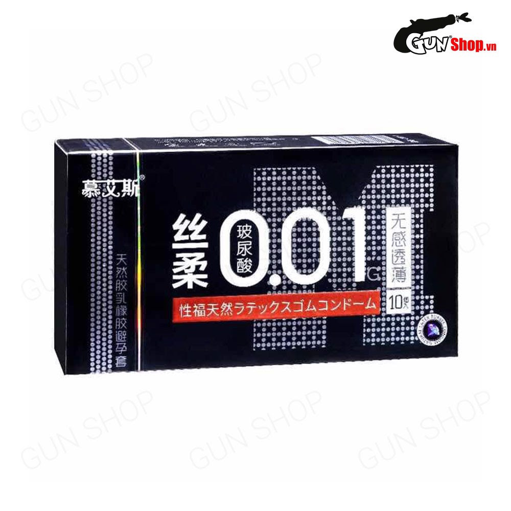 [Hộp 10 cái] Bao cao su Muaisi 0.01 Đen - Siêu mỏng 0.01mm