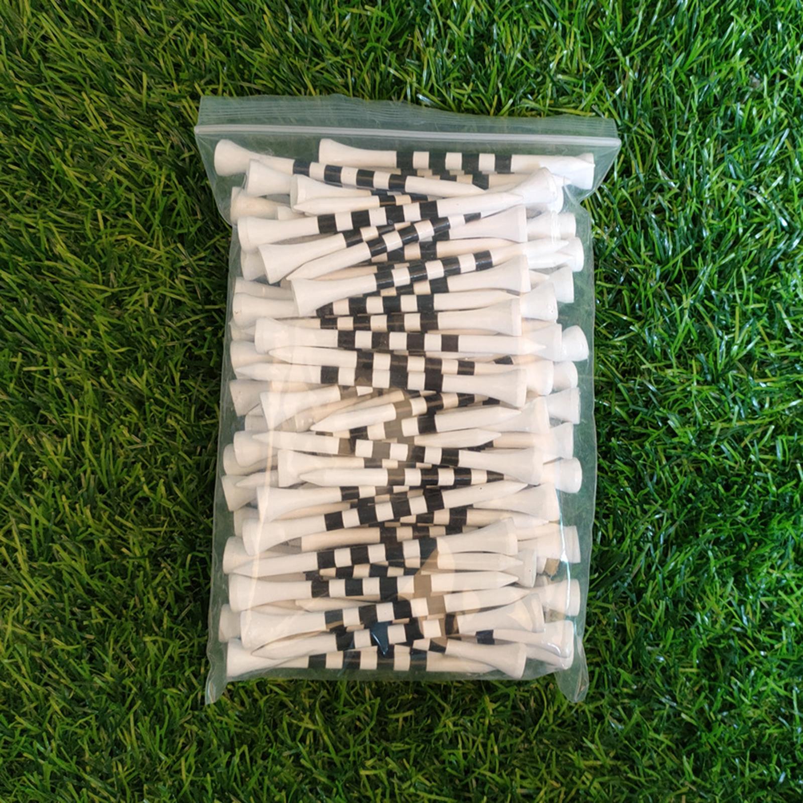 Set of 100 Bamboo Golf Tees Long Durable High Performance 70mm White