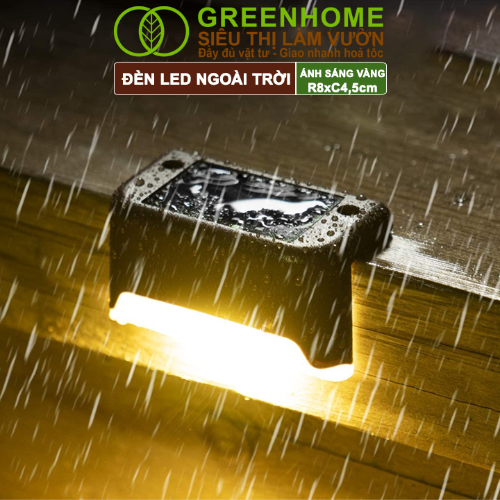 Đèn Led Năng Lượng Mặt Trời Greenhome, R8xc4,5cm, Vàng Ấm, Chống Nước, Ốp Lan Can, Trang Trí Ban Công, Sân Vườn