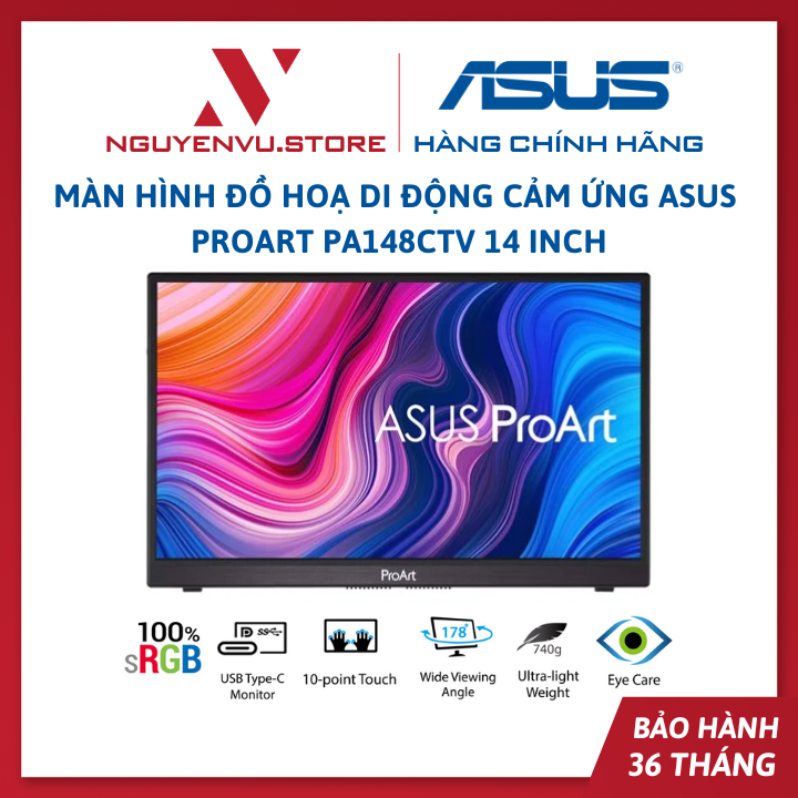 Màn Hình Đồ Hoạ Di Động Cảm Ứng ASUS ProArt PA148CTV 14 Inch (FHD/IPS/100% sRGB/60Hz/5ms) - Hàng Chính Hãng