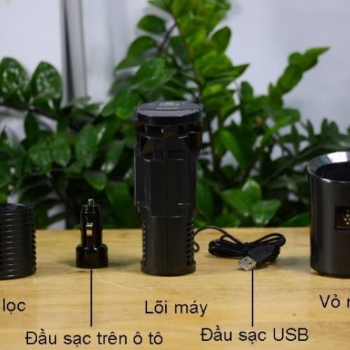 Combo Đệm Ngồi Cao Cấp Ghế Xe Hơi, Văn Phòng Bullsone (Size L)+ Máy Lọc Không Khí Xe Hơi Sharp IG-GC2EB - Hàng chính hãng