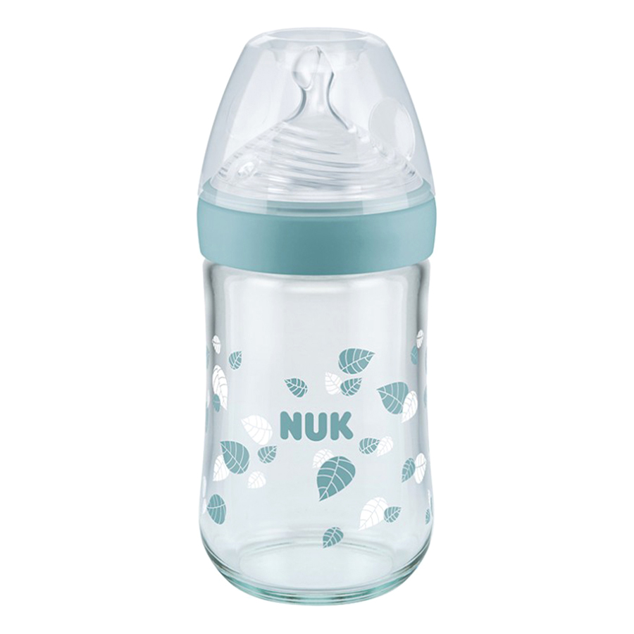 Bình Sữa NUK Thủy Tinh Nature Sense (240ml) Núm Ti Silicone S1 (Size M) NU21498 - Màu Ngẫu Nhiên