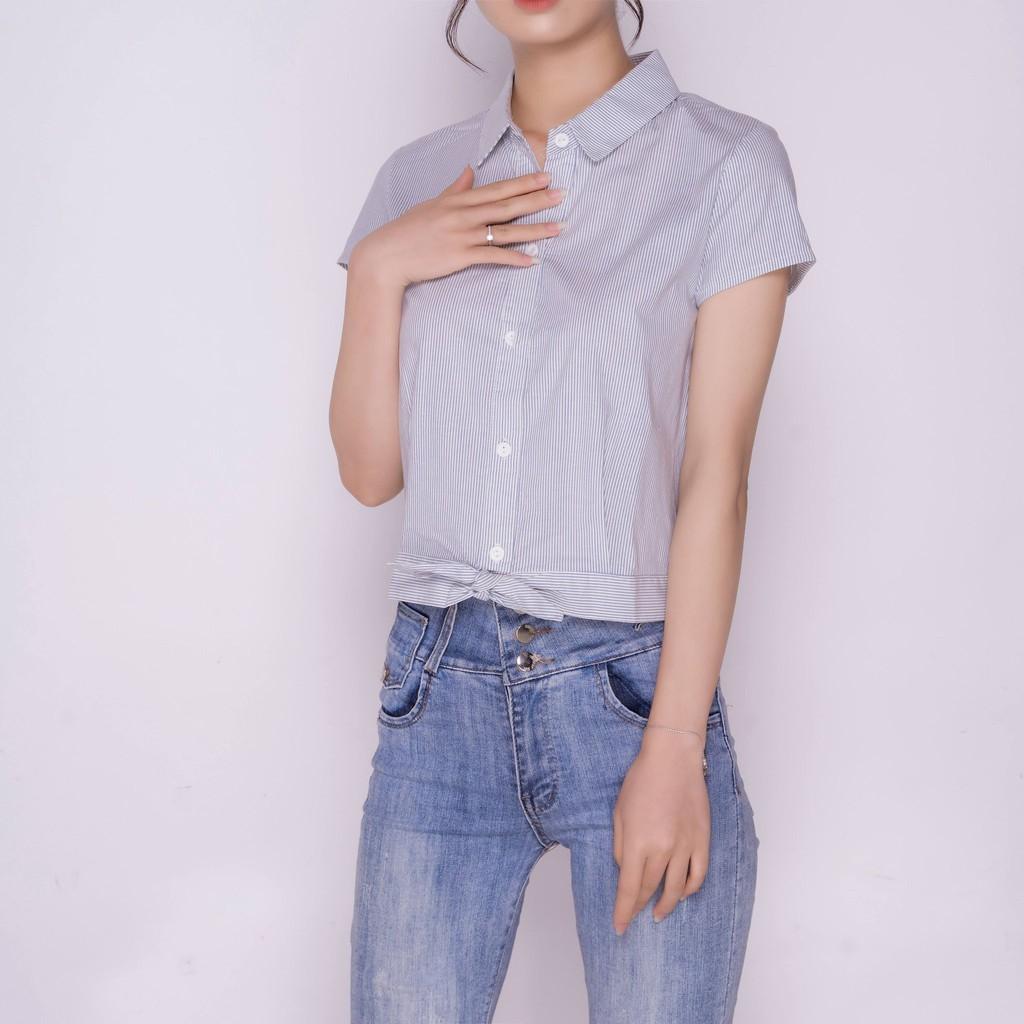 Áo sơ mi kiểu nữ thắt nơ eo TKFASHION SMK263